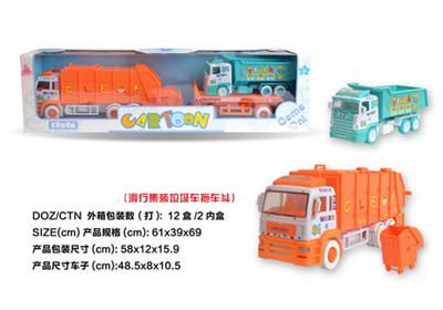 Sliding container garbage truck trailer inertia Body