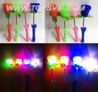 Glitter particles stick roses