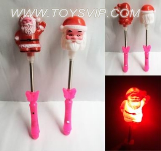 Flashing Santa shook his stick