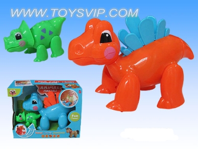 Electric dinosaur with a small animal with music