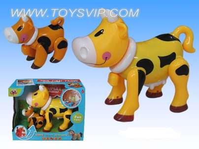 Electric cow with a small animal with music