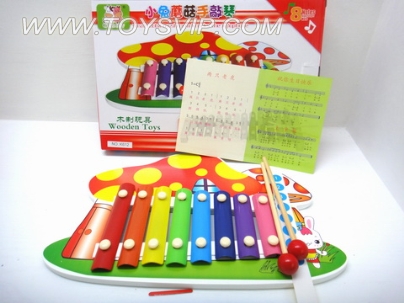 木制小兔蘑菇8音敲琴