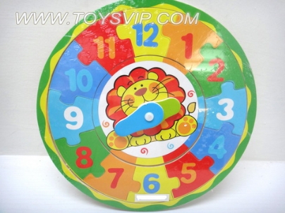 Lion wooden clock puzzle