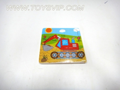 Wooden construction vehicles puzzle