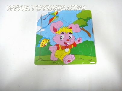 Wooden cartoon rabbit puzzle