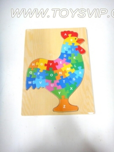 Wooden alphabet puzzle cock