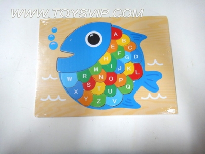 Wooden alphabet puzzle fish