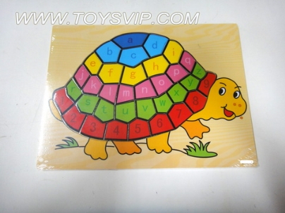 Wooden alphabet puzzle turtle