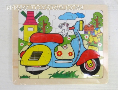 20 wooden tiles motorcycle puzzle