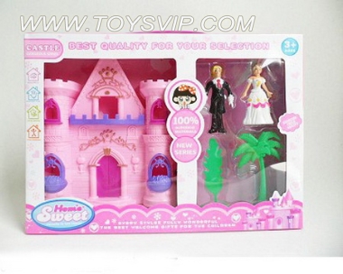 Castle with furniture, dolls