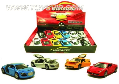 Alloy car Audi R8 Ferrari 458+ each 6 a display box (back four door + light + music)