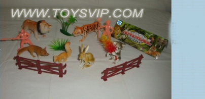 Animals and hunters combination