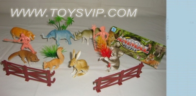 Animals and hunters combination