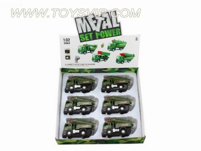 1:32 alloy back of a military missile car with light and music (6pcs)