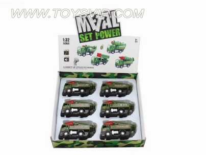 1:32 alloy back of a military missile car with light and music (6pcs)