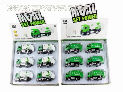 1:32 Alloy back clean car with light and music (6pcs)