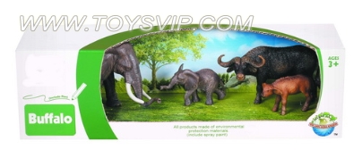 PVC wild animals (elephants + buffalo)