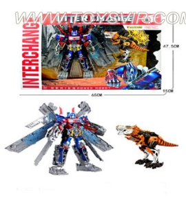 Deformation Optimus Prime with dinosaurs