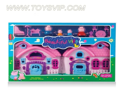 Pink Pig Doll House Furniture with electric light music