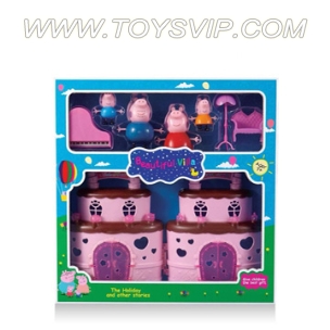 Pink Pig Doll House Furniture with cake