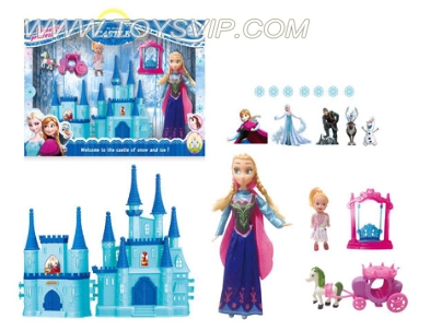 Ice and Snow Romance Castle + Barbie Princess + carriage