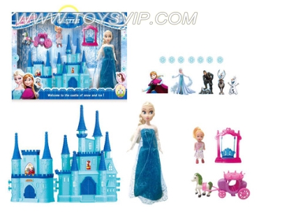 Ice and Snow Romance Castle + Barbie Princess + carriage