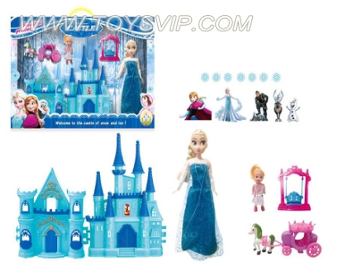 Ice and Snow Romance Castle + Barbie Princess + carriage