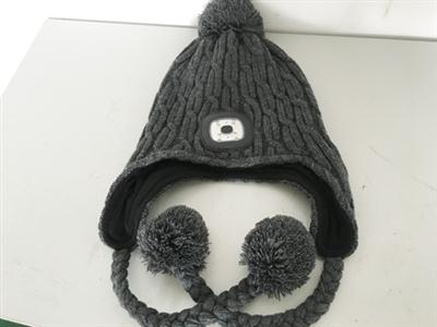 Beanie Hat With Bluetooth Headphone and flashlight(Round)