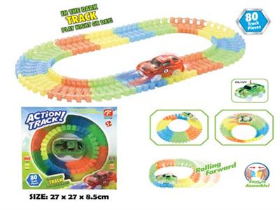 Electric luminous building block rail car 80pcs