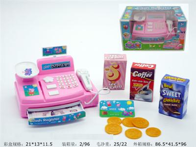 Pink pig sister, electric cash register, light music, 2 AA