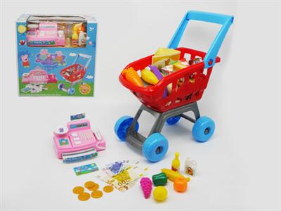 Peppa happy shopping cart register light, scanning, 2 grain AA supermarket.