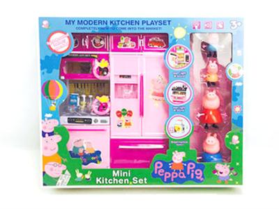 Pink piggy kitchen series with piglets