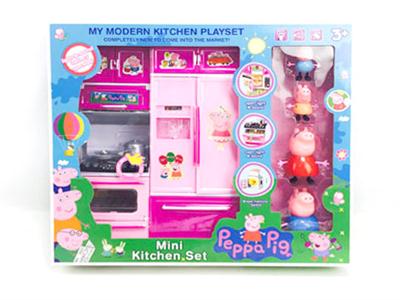 Pink piggy kitchen series with piglets