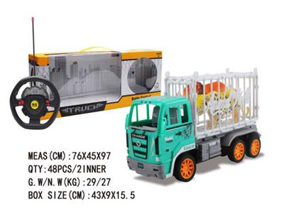 四通灯光重力感
应方向盘遥控工
程载动物车