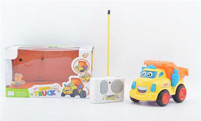 实色四通遥控灯光音乐卡通工程车（英文）