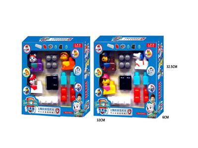 4 inch assembly blocks, Wangwang team, paparazzi, 3 large particle blocks, boxed 2