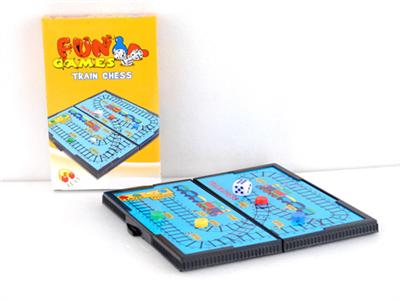 Folding magnetic train game chess