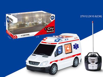 4CH RC light music ambulance car (2 headlights, windows 3D flashing lights)