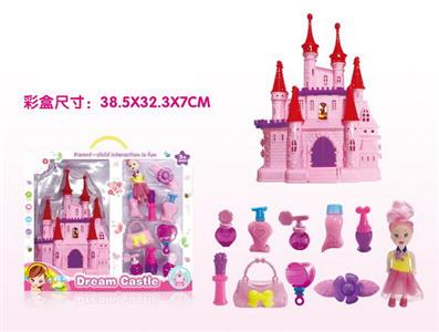 The castle is decorated with toys