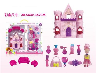 The castle is decorated with toys