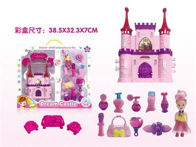 The castle is decorated with toys