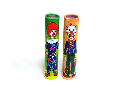 Double glass lens clown patterned kaleidoscope