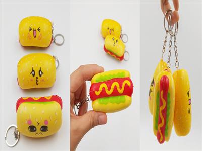 慢回弹PU热狗包钥匙扣