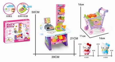 KT猫仿真收银机带灯光音乐+迷你购物车(包电)