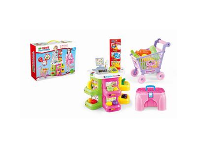 仿真收银机带灯光音乐+椅子+购物车(包电)