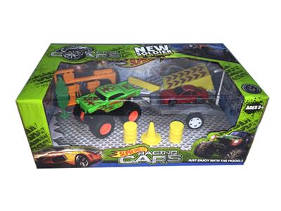Alloy double inertia off-road vehicle tow alloy sports car with roadblocks (four mixed)