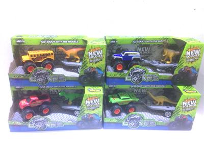 Alloy double inertia off-road vehicle to drag dinosaurs (four mixed)