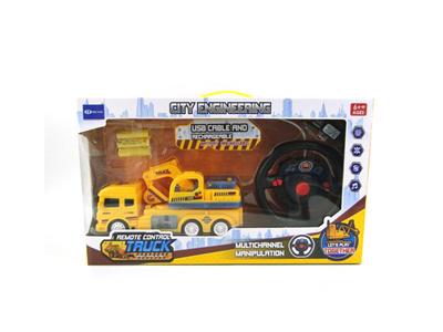 Four-channel light music remote control excavator (including electricity)