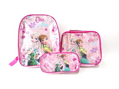 School bag three-piece bag + lunch bag + double pull pen bag (icd)