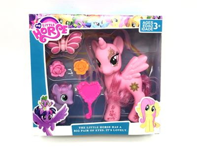 两只搪胶小马宝莉带梳子发夹